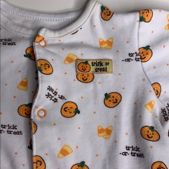 Little Me Trick or Treat Pumpkin Footed pajamas - Picture 4 of 7